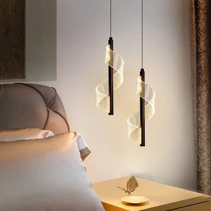 Suspension LED contemporaine en acrylique, lumière chaleureuse pour salon et chambre