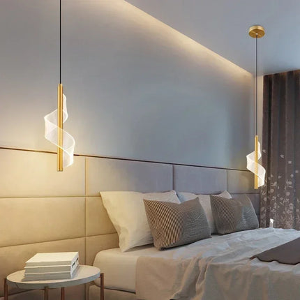 Suspension LED contemporaine en acrylique, lumière chaleureuse pour salon et chambre