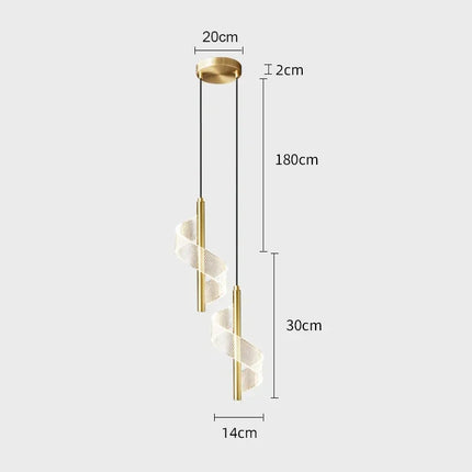 Suspension LED contemporaine en acrylique, lumière chaleureuse pour salon et chambre