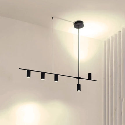 Suspension Nordique Moderne en Aluminium Noir pour Salle à Manger et Cuisine