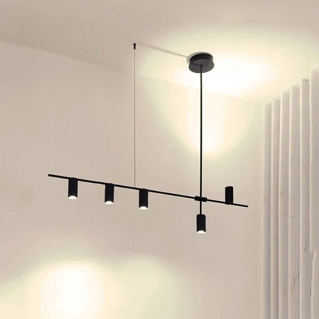 Suspension Nordique Moderne en Aluminium Noir pour Salle à Manger et Cuisine