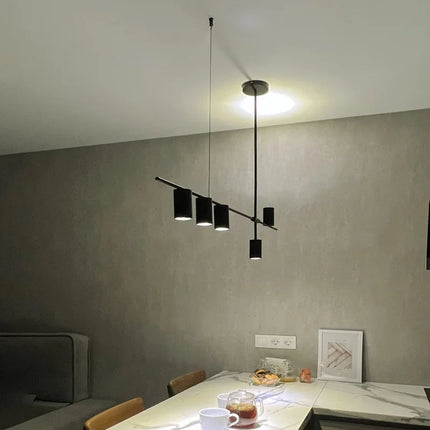 Suspension Nordique Moderne en Aluminium Noir pour Salle à Manger et Cuisine