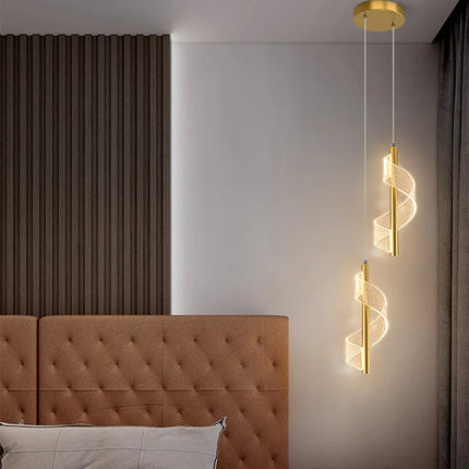 Suspension LED nordique en aluminium, lumière chaude pour salon et salle à manger