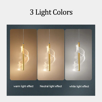 Suspension LED nordique en aluminium, lumière chaude pour salon et salle à manger