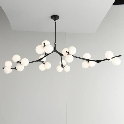 Suspension LED en verre givré au design moderne branches d’arbre, luminaire décoratif pour salon et salle à manger