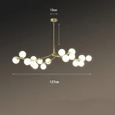 Suspension nordique branche d'arbre en verre dépoli 24 LED lumineuses