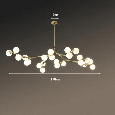 Suspension nordique branche d'arbre en verre dépoli 24 LED lumineuses