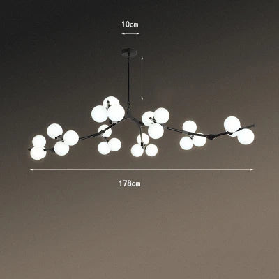 Suspension nordique branche d'arbre en verre dépoli 24 LED lumineuses