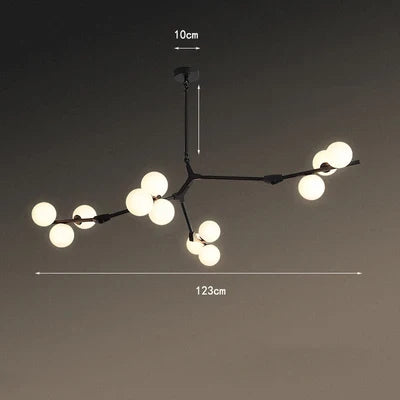 Suspension nordique branche d'arbre en verre dépoli 24 LED lumineuses