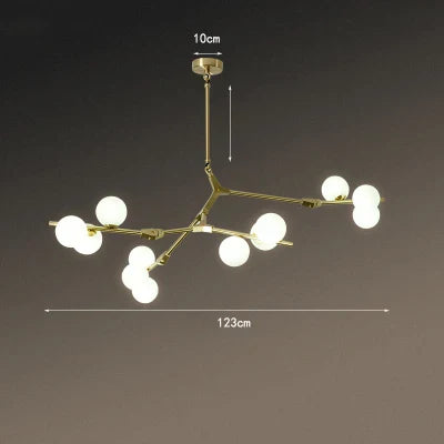 Suspension nordique branche d'arbre en verre dépoli 24 LED lumineuses