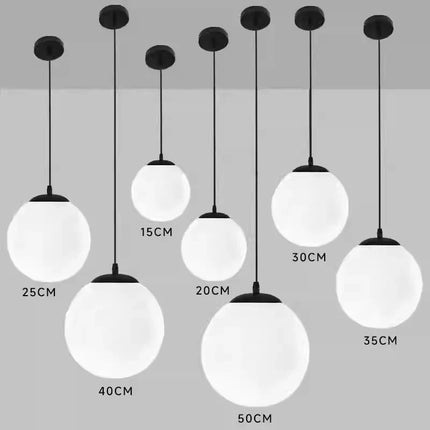 Suspension Globe en verre blanc laiteux, lustre moderne pour salon et cuisine