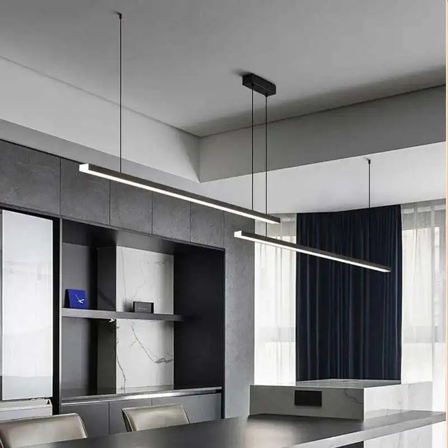 Suspension LED minimaliste longue bande pour salle à manger et bureau moderne