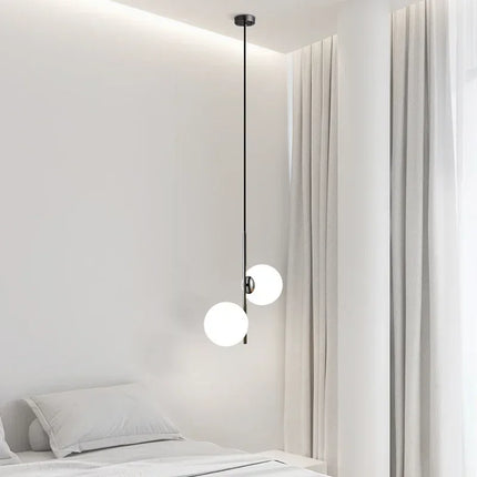 Suspension LED Nordique Boule de Verre Noir et Or, Lumière Chaude