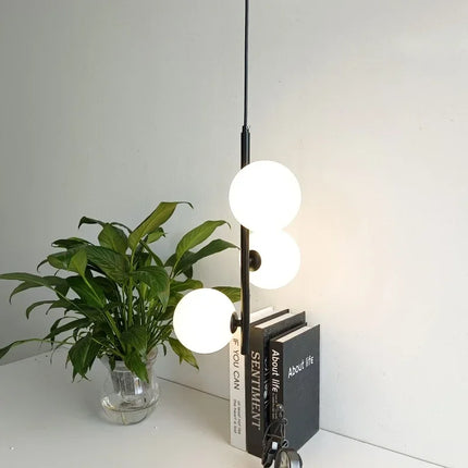 Suspension LED Nordique Boule de Verre Noir et Or, Lumière Chaude