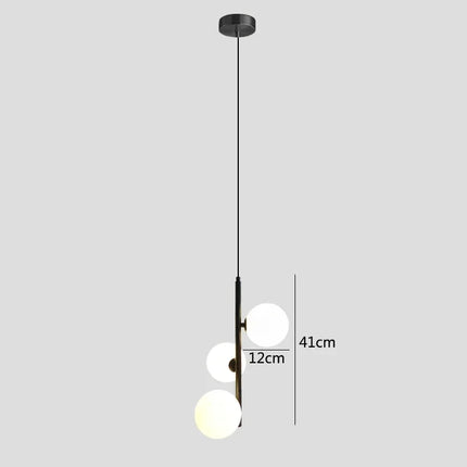 Suspension LED Nordique Boule de Verre Noir et Or, Lumière Chaude