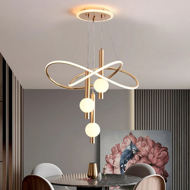 Suspension LED moderne en fer forgé avec 3 couleurs et variateur