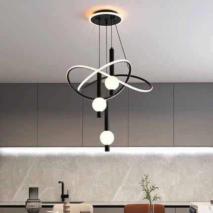 Suspension LED moderne en fer forgé avec 3 couleurs et variateur