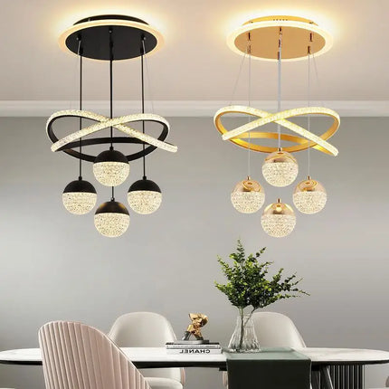 Suspension LED design Art Déco noir et or, éclairage 3 couleurs, 40 cm