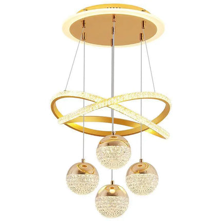 Suspension LED design Art Déco noir et or, éclairage 3 couleurs, 40 cm