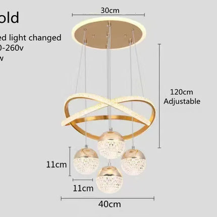 Suspension LED design Art Déco noir et or, éclairage 3 couleurs, 40 cm