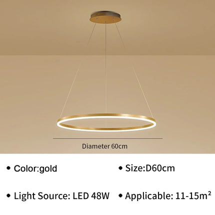 Suspension moderne LED en aluminium pour salon et hall, lumière douce