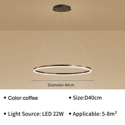 Suspension moderne LED en aluminium pour salon et hall, lumière douce