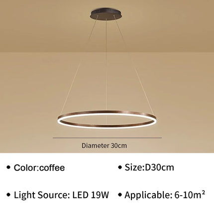 Suspension moderne LED en aluminium pour salon et hall, lumière douce