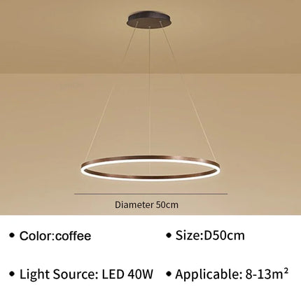 Suspension moderne LED en aluminium pour salon et hall, lumière douce