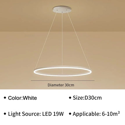 Suspension moderne LED en aluminium pour salon et hall, lumière douce