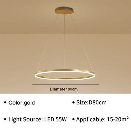 Suspension moderne LED en aluminium pour salon et hall, lumière douce