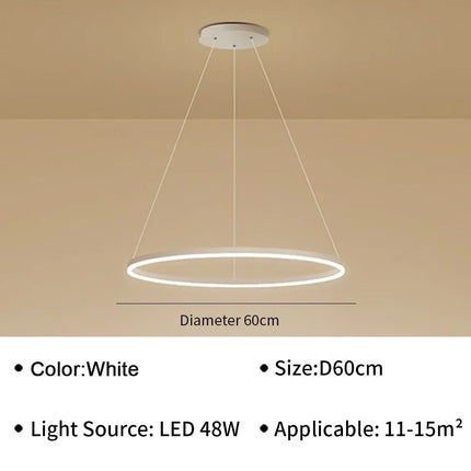 Suspension moderne LED en aluminium pour salon et hall, lumière douce