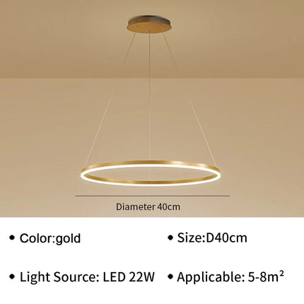 Suspension moderne LED en aluminium pour salon et hall, lumière douce