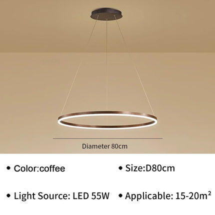 Suspension moderne LED en aluminium pour salon et hall, lumière douce