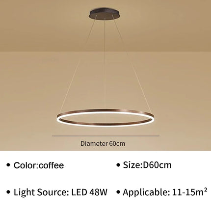 Suspension moderne LED en aluminium pour salon et hall, lumière douce