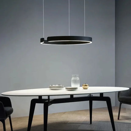 Suspension LED nordique anneaux ronds en métal pour salle à manger et cuisine