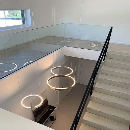 Suspension LED nordique anneaux ronds en métal pour salle à manger et cuisine