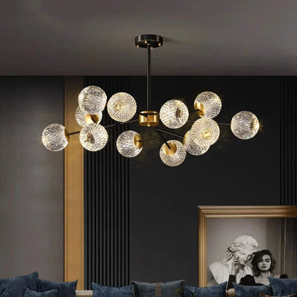Suspension lustre moderne milieu du siècle noir et or pour salle à manger et cuisine