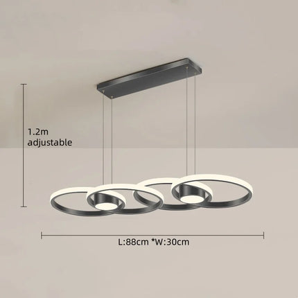 Suspension circulaire en aluminium moderne avec lumière LED chaude, pour salon et salle à manger