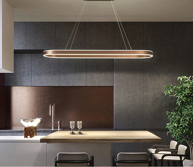 Suspension LED en aluminium au design nordique moderne, lumière chaude ajustable