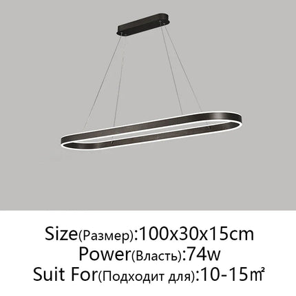 Suspension LED en aluminium au design nordique moderne, lumière chaude ajustable