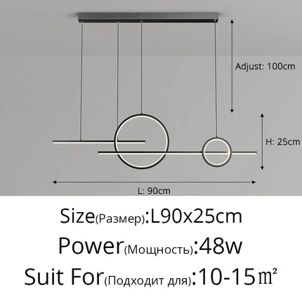 Suspension LED QIYIMEI en aluminium, lumière chaude pour salon et salle à manger