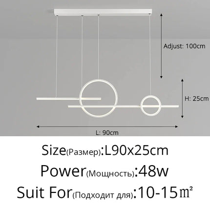 Suspension LED QIYIMEI en aluminium, lumière chaude pour salon et salle à manger