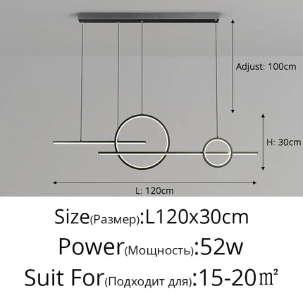 Suspension LED QIYIMEI en aluminium, lumière chaude pour salon et salle à manger