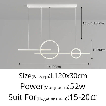 Suspension LED QIYIMEI en aluminium, lumière chaude pour salon et salle à manger