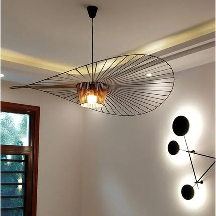 Suspension scandinave en tissu français vert - LED - Ø80 cm - ALBA