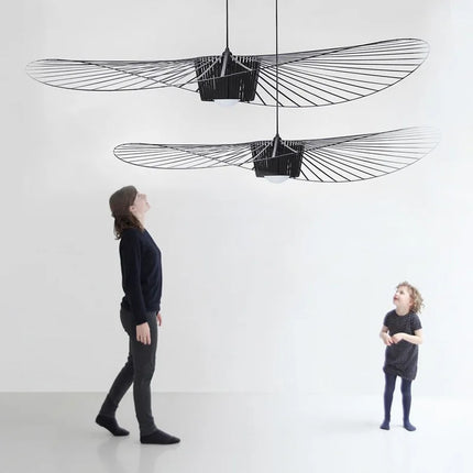 Suspension scandinave en tissu français vert - LED - Ø80 cm - ALBA