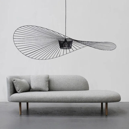 Suspension scandinave en tissu français vert - LED - Ø80 cm - ALBA