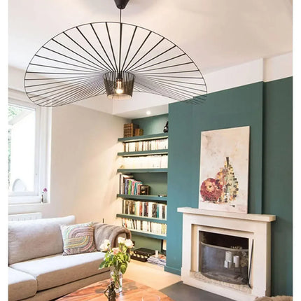 Suspension scandinave en tissu français vert - LED - Ø80 cm - ALBA