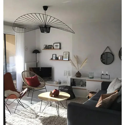 Suspension scandinave en tissu français vert - LED - Ø80 cm - ALBA