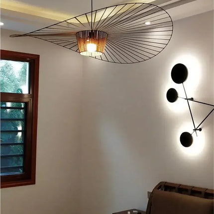 Suspension scandinave en tissu français vert - LED - Ø80 cm - ALBA